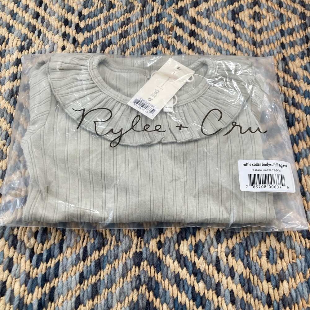 Rylee + Cru Ruffle Collar Bodysuit - Agave. 18-24 mons. NWT.
